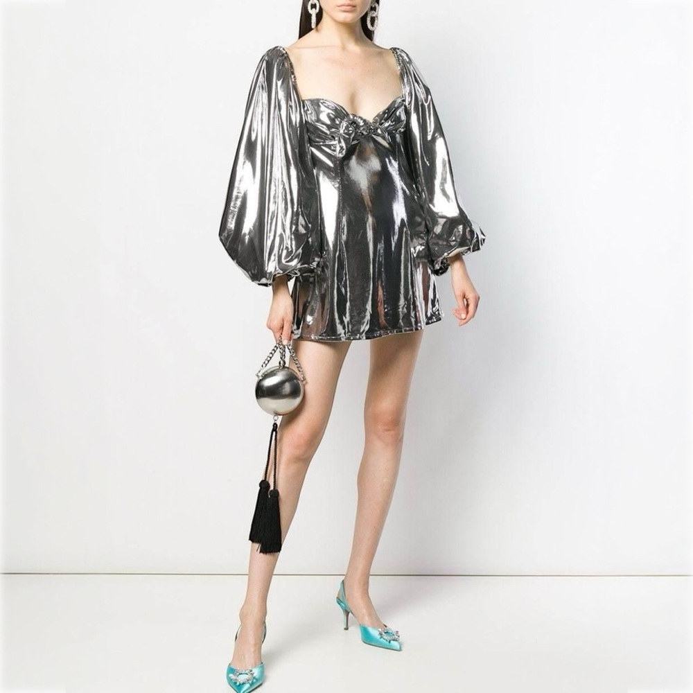 The Attico Silver Metallic Mini Dress